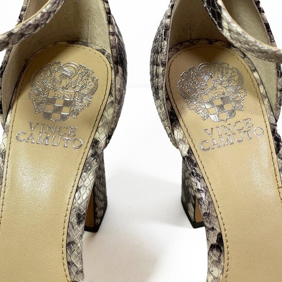 VINCE CAMUTO Sathina Snakeskin Embossed Leather High Heel Sandals 7.5M - Picture 6 of 10